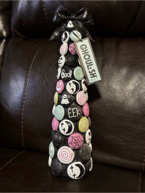 Ghoulish Tall Halloween Candy Button Cone - Black with Pastel Accents
